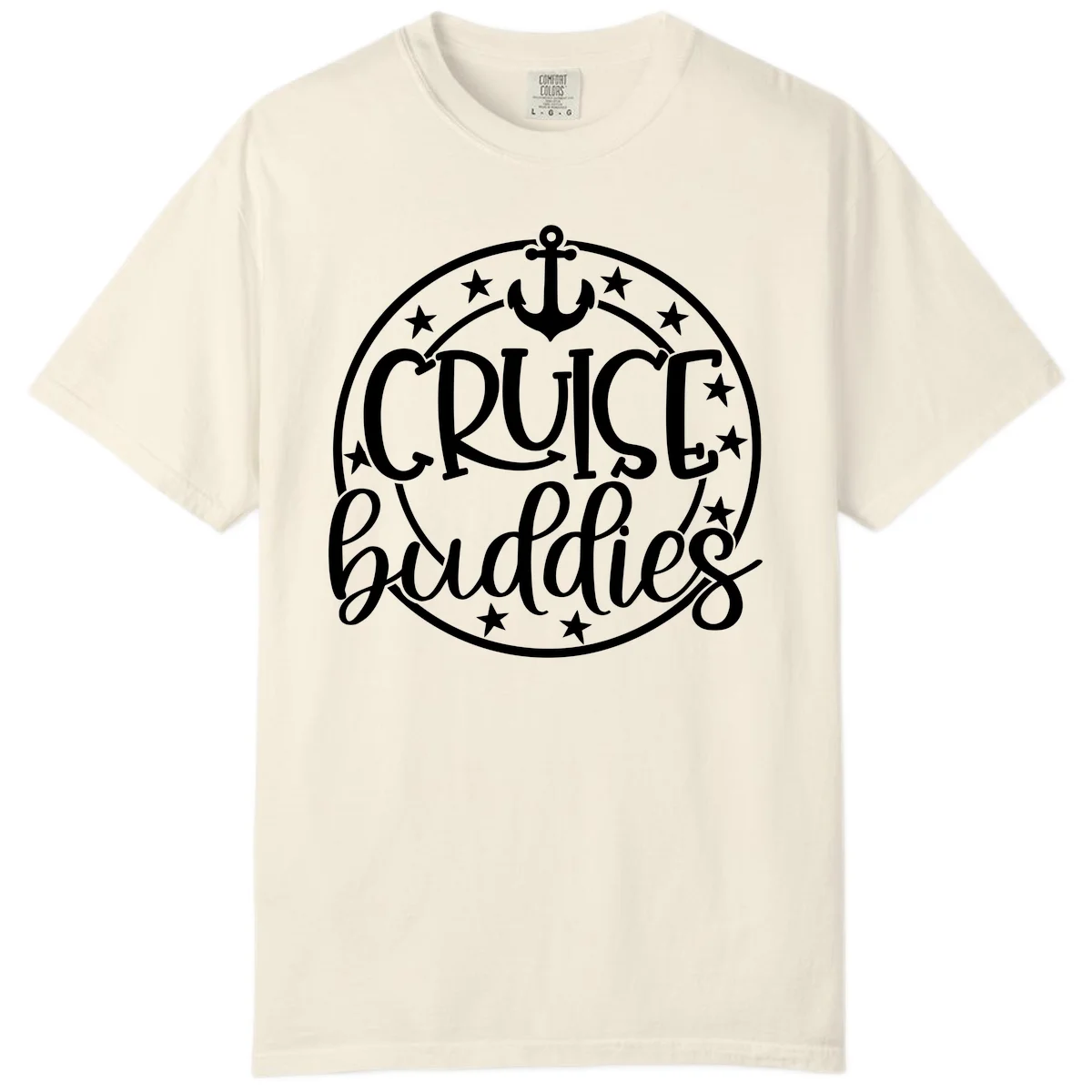 Cruise Buddies Anchor Circle Comfort Color in Ivory