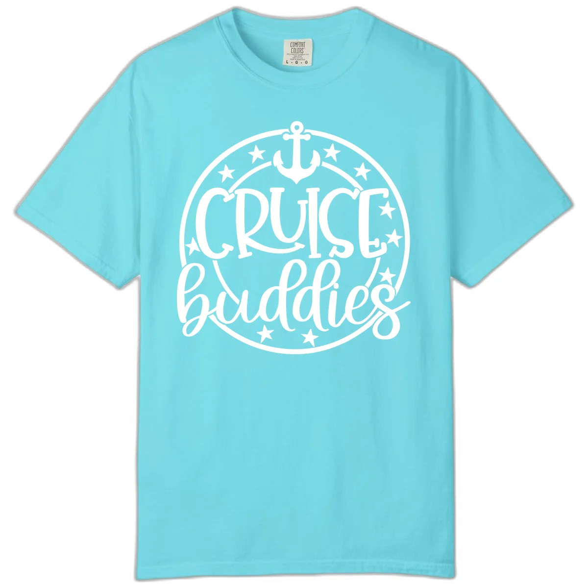 Cruise Buddies Anchor Circle Comfort Color in Lagoon Blue