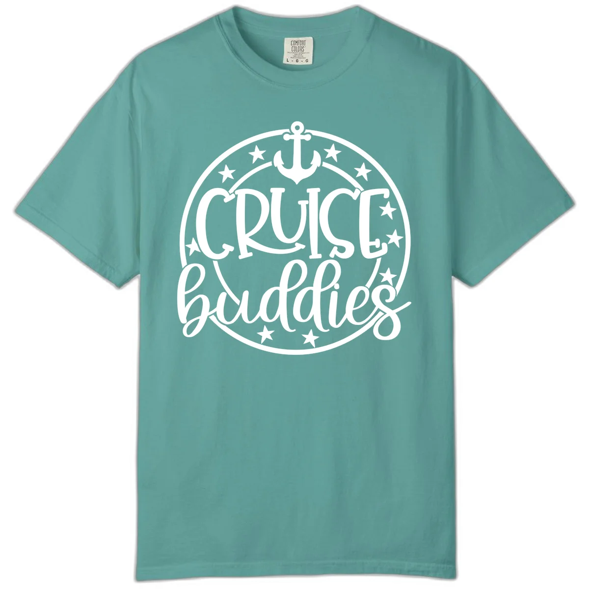 Cruise Buddies Anchor Circle Comfort Color in Seafoam