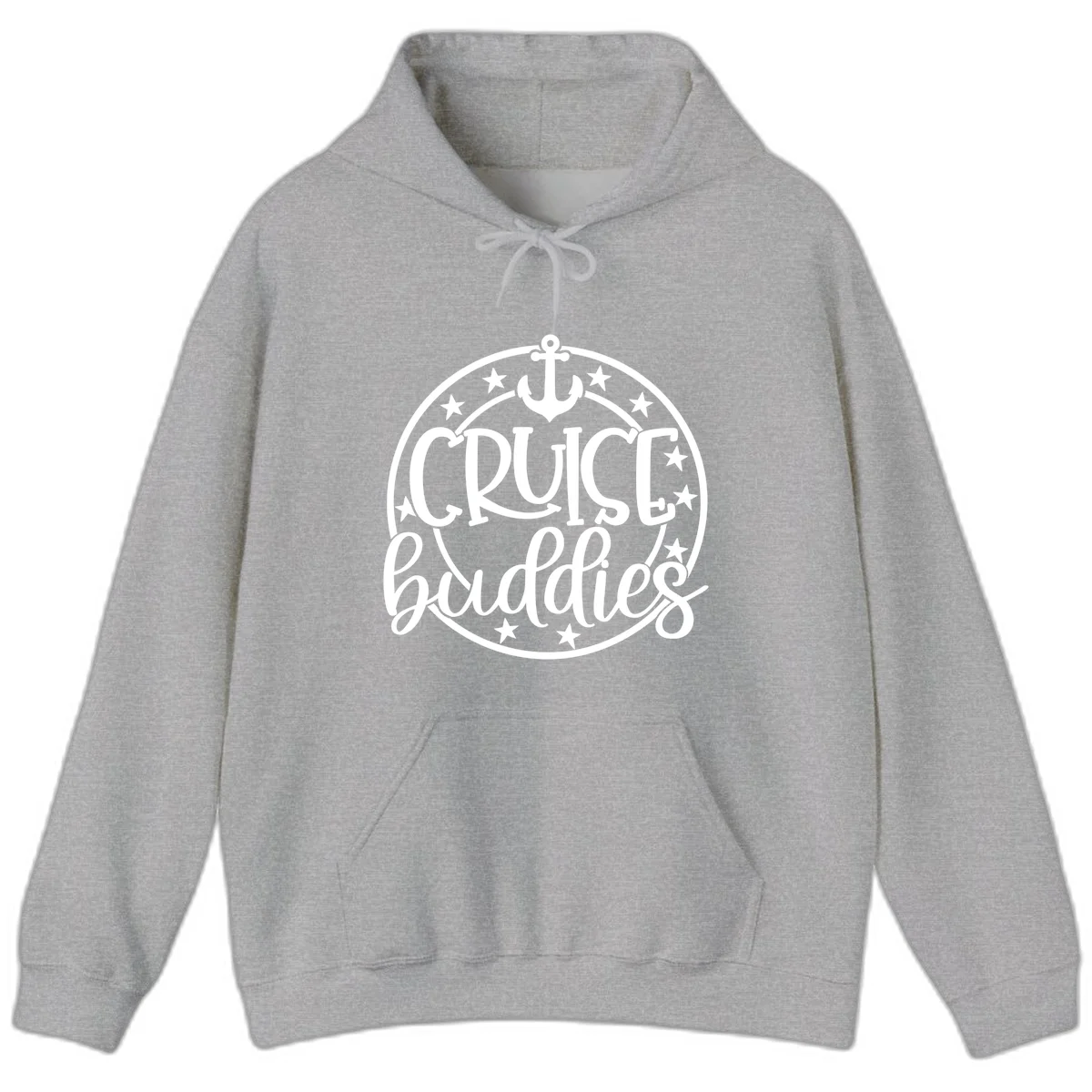 Cruise Buddies Anchor Circle Hoodie in Sport Grey