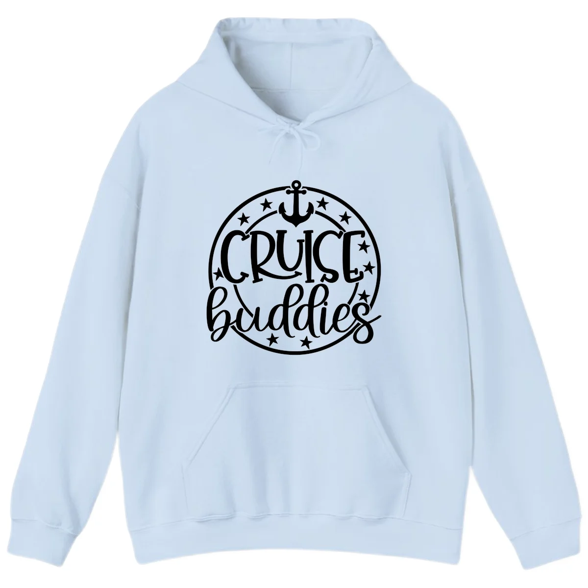 Cruise Buddies Anchor Circle Hoodie in Light Blue