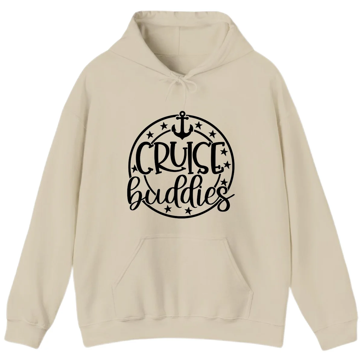 Cruise Buddies Anchor Circle Hoodie in Sand