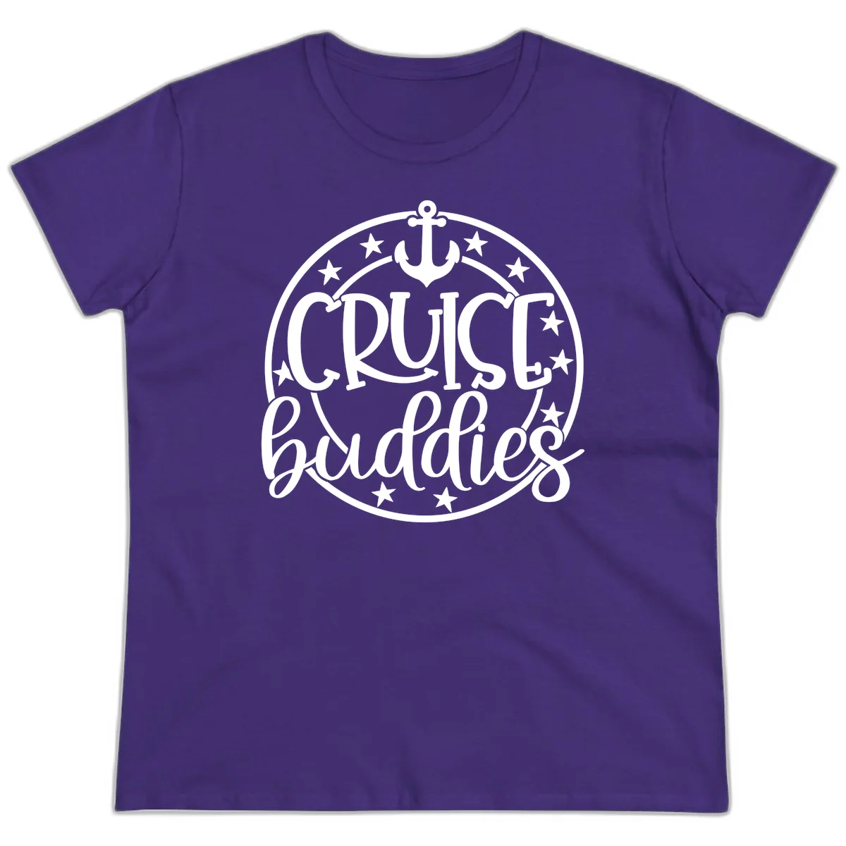 Cruise Buddies Anchor Circle Ladies Tee in Purple