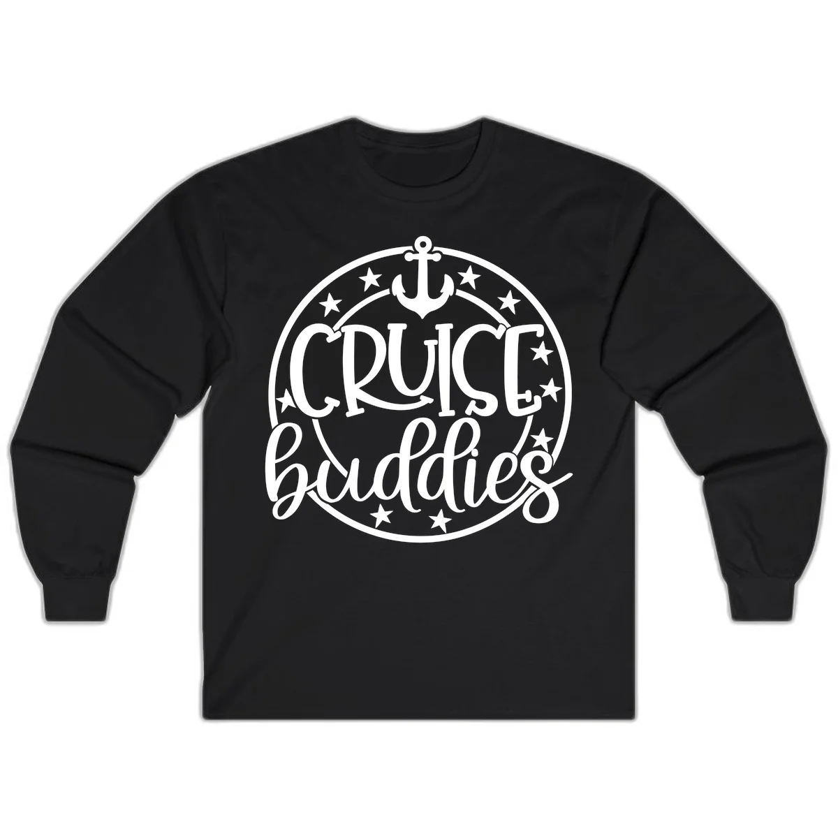 Cruise Buddies Anchor Circle Long Sleeve in Black