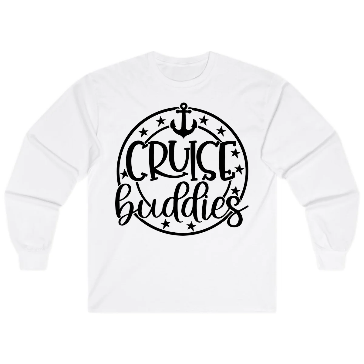 Cruise Buddies Anchor Circle Long Sleeve in White