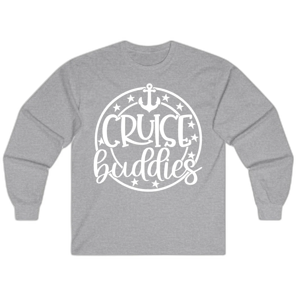 Cruise Buddies Anchor Circle Long Sleeve in Sport Grey