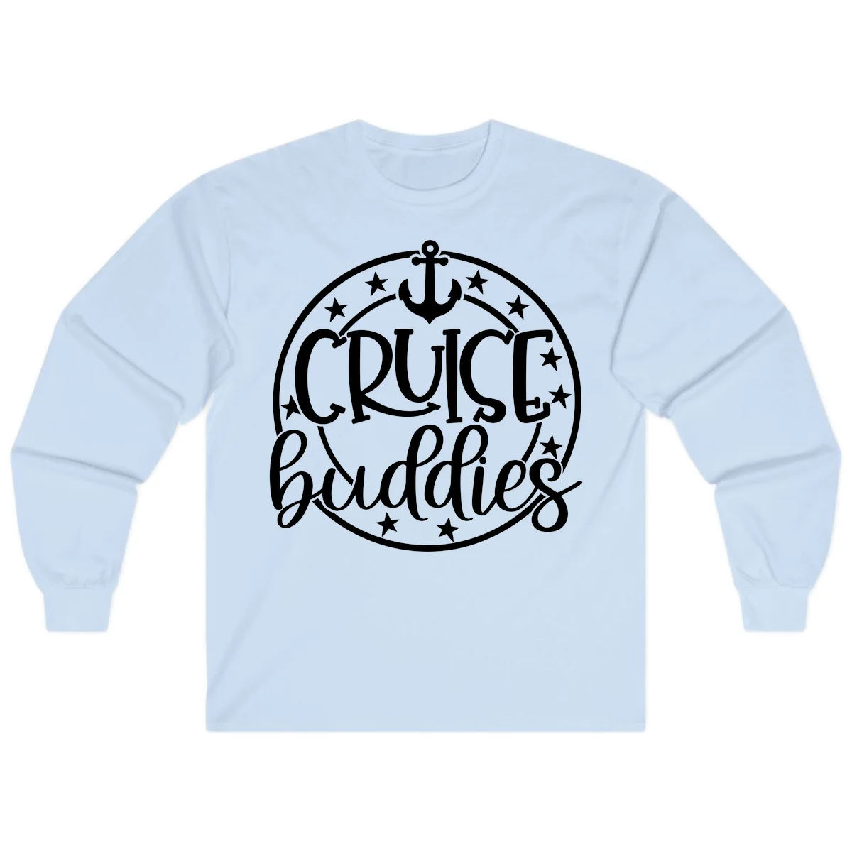 Cruise Buddies Anchor Circle Long Sleeve in Light Blue