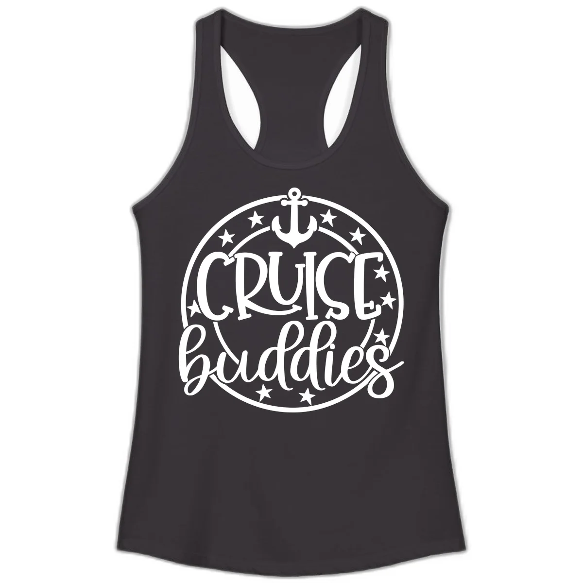 Cruise Buddies Anchor Circle Ladies Tank in Black