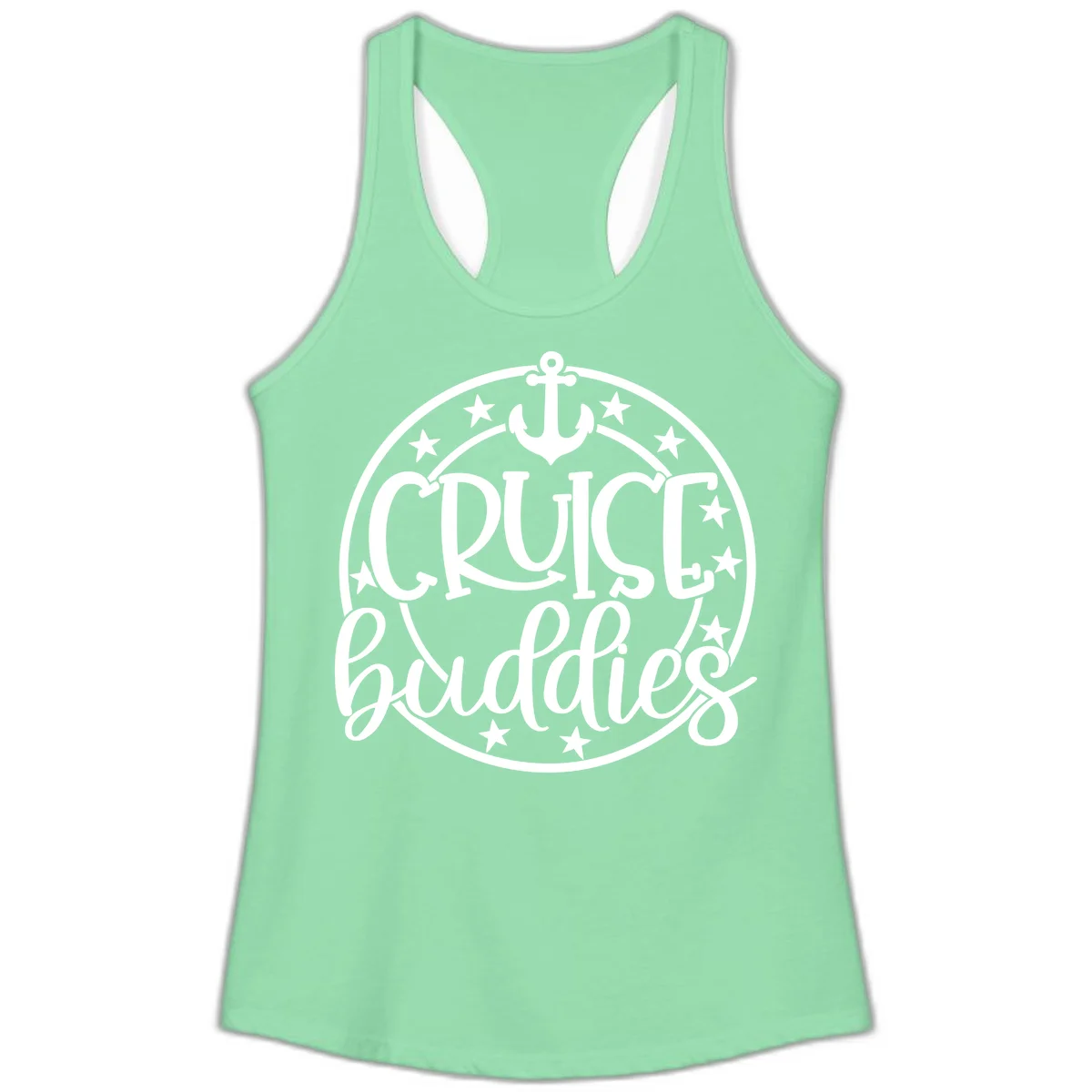 Cruise Buddies Anchor Circle Ladies Tank in Solid Mint