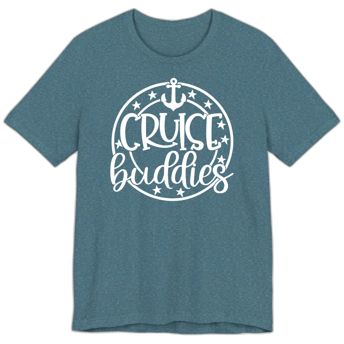 Cruise Buddies Anchor Circle Premium T-Shirt in Heather Deep Teal