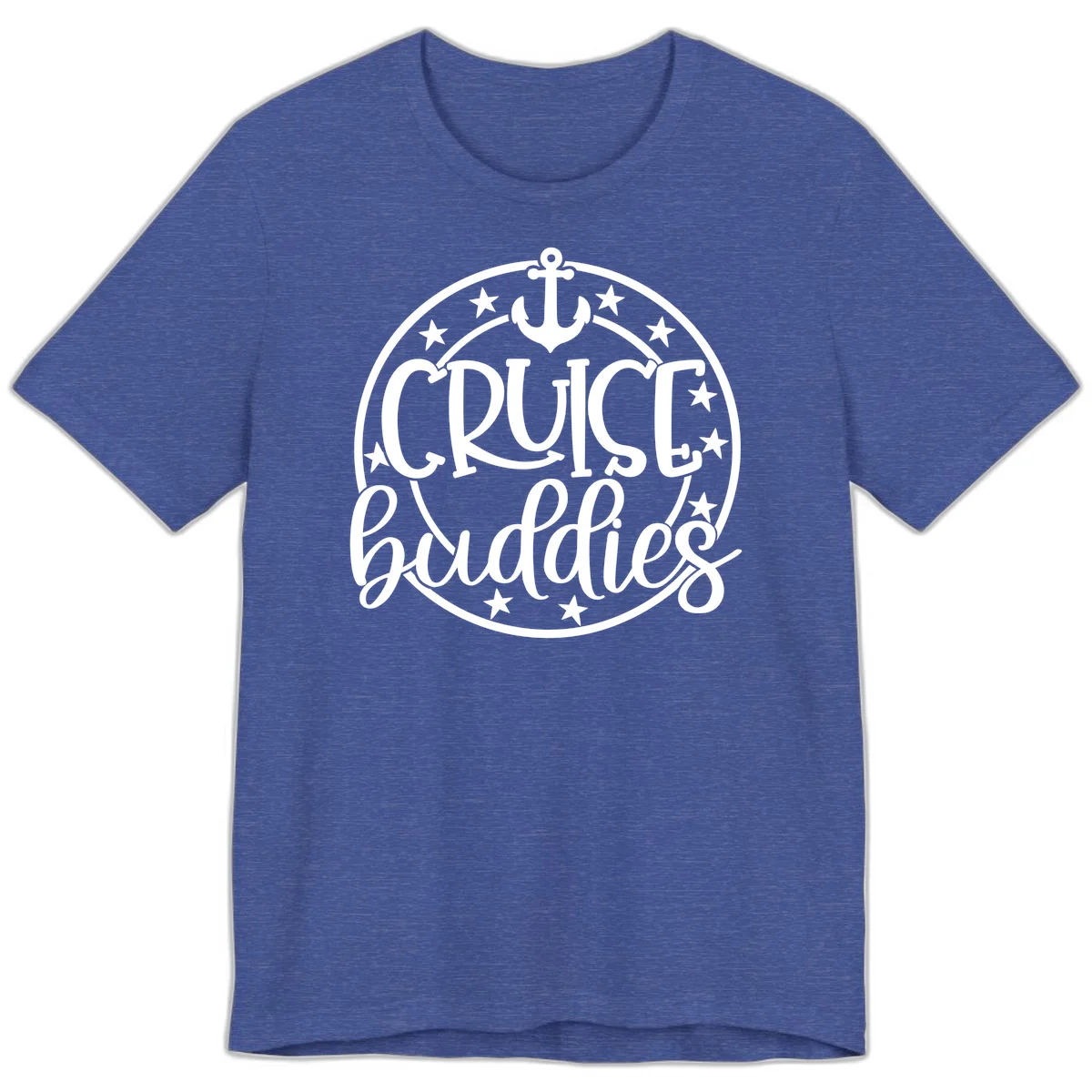 Cruise Buddies Anchor Circle Premium T-Shirt in Heather True Royal