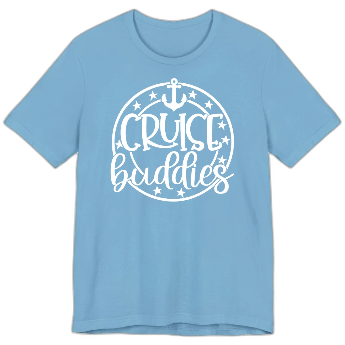 Cruise Buddies Anchor Circle Premium T-Shirt in Ocean Blue