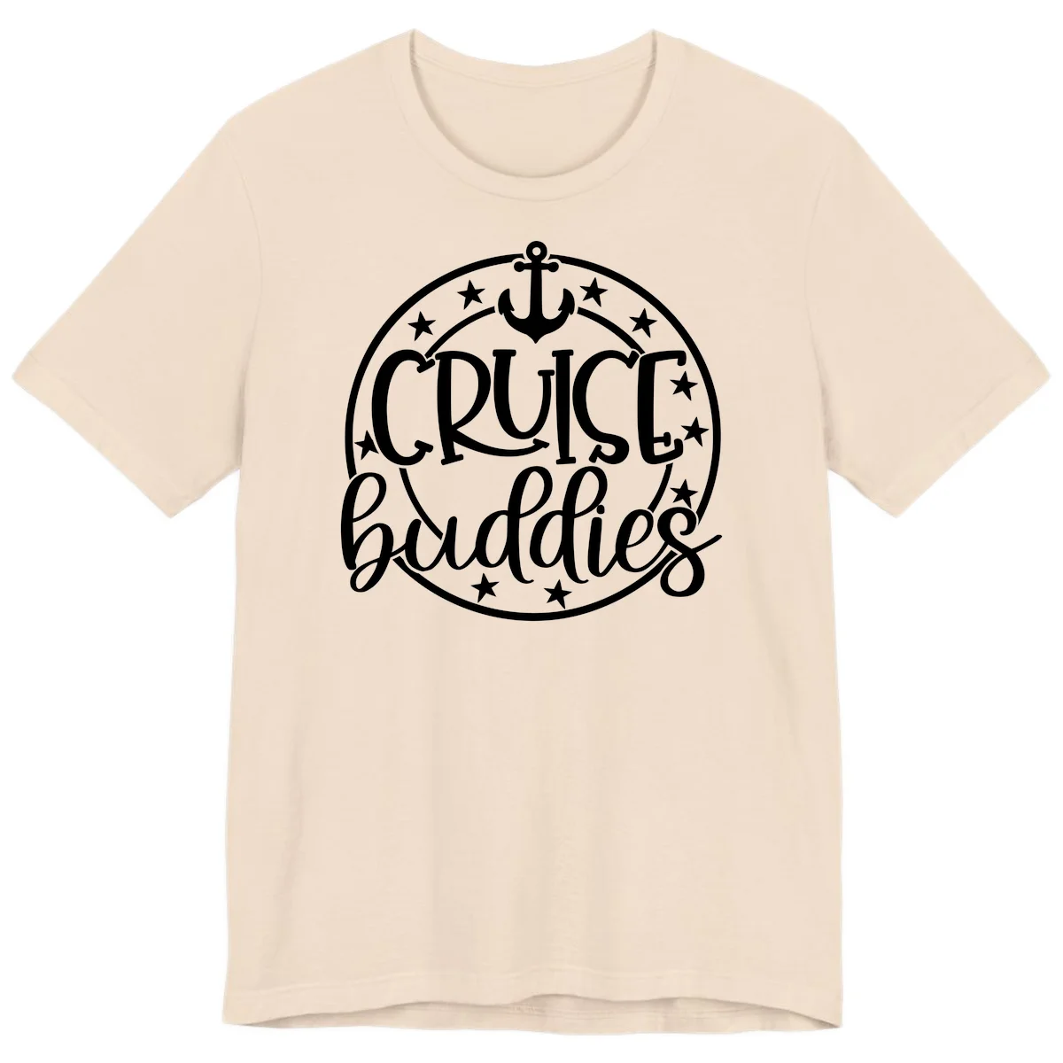 Cruise Buddies Anchor Circle Premium T-Shirt in Soft Cream