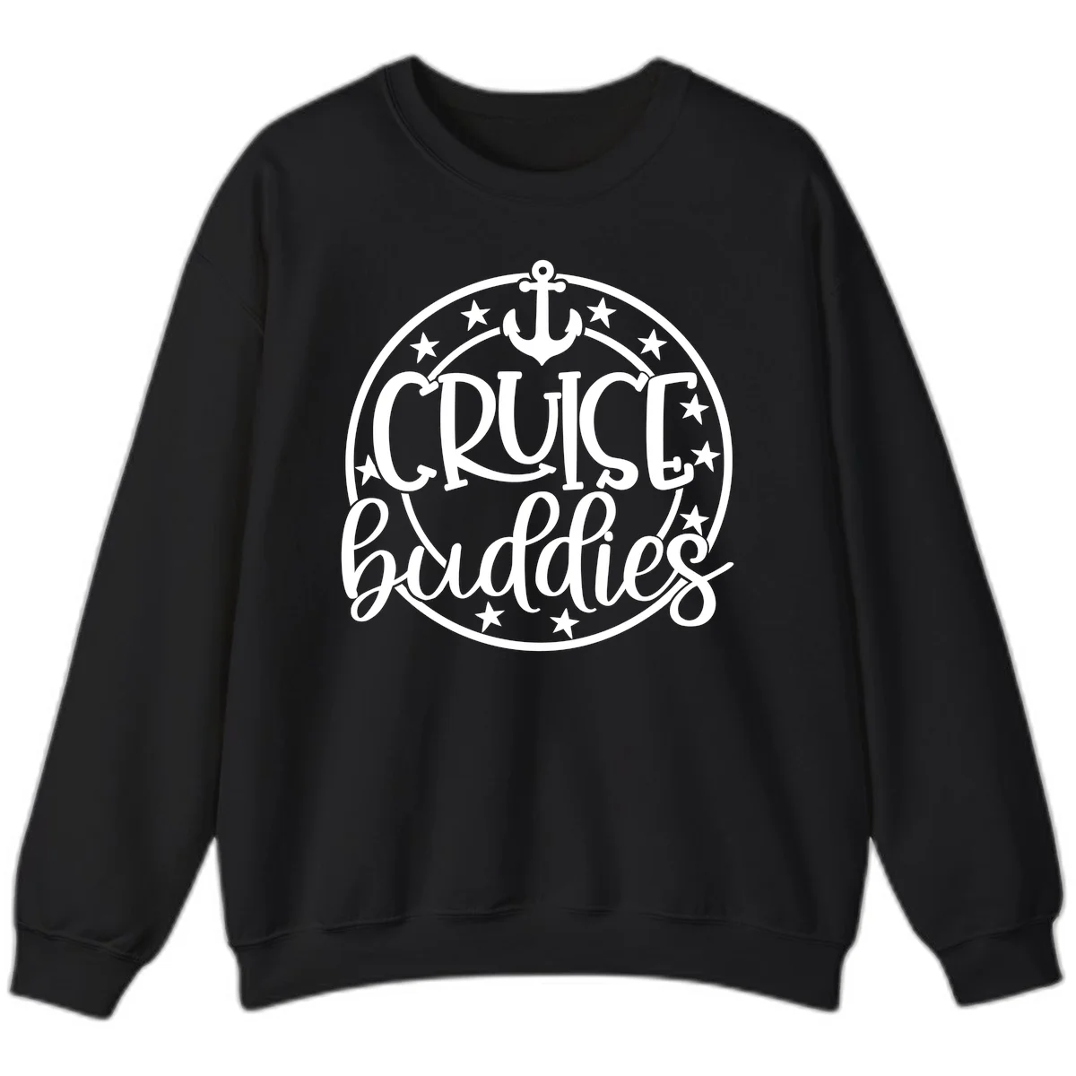 Cruise Buddies Anchor Circle Sweatshirt in Black