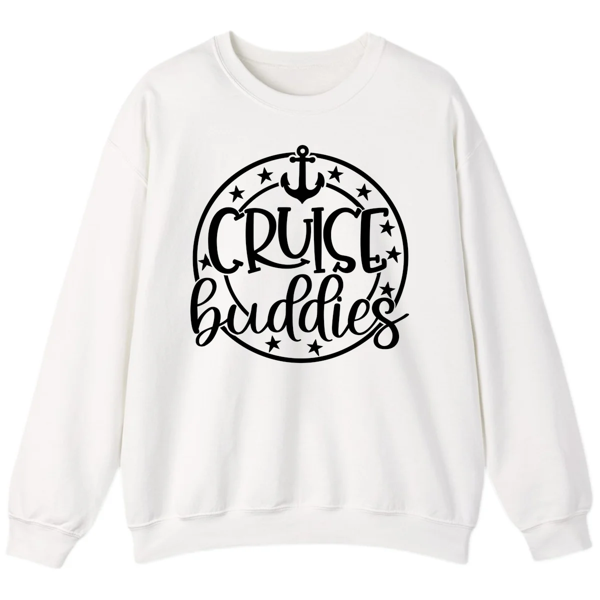 Cruise Buddies Anchor Circle Sweatshirt in White