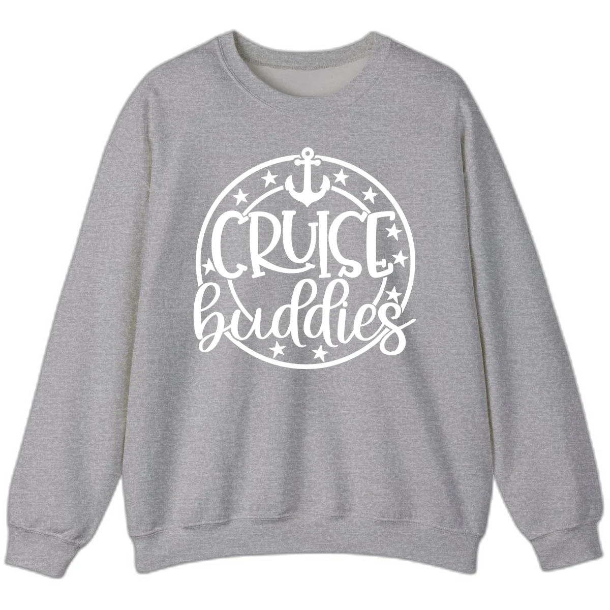 Cruise Buddies Anchor Circle Sweatshirt in Sport Grey
