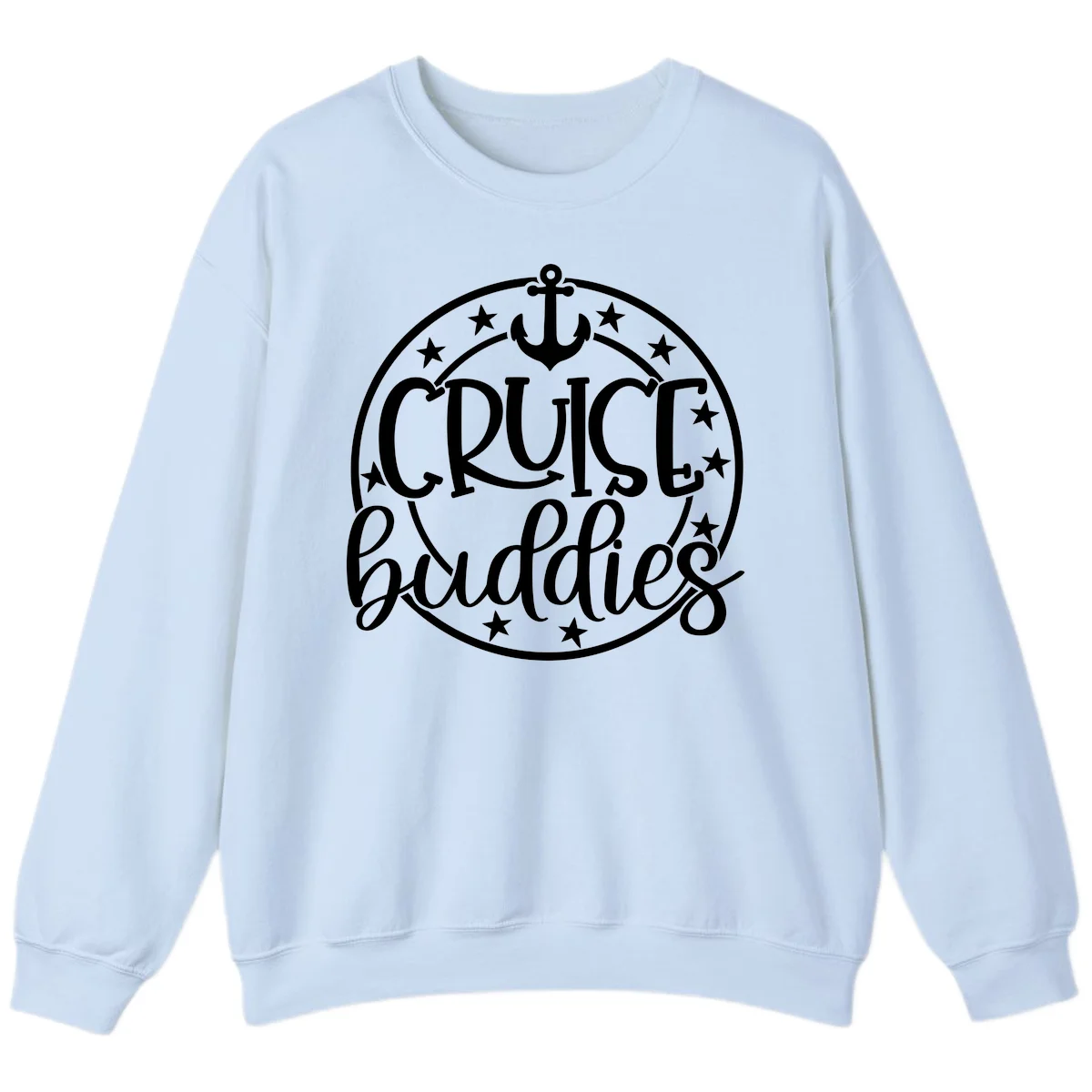 Cruise Buddies Anchor Circle Sweatshirt in Light Blue