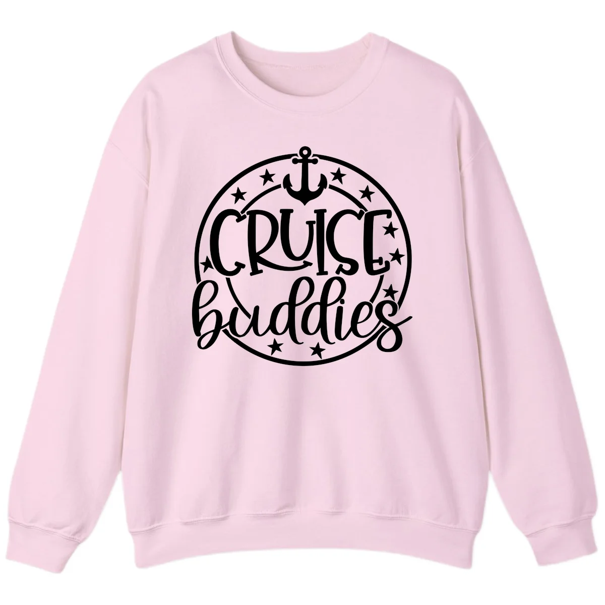 Cruise Buddies Anchor Circle Sweatshirt in Light Pink