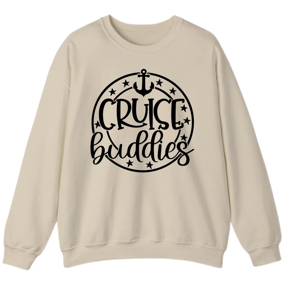 Cruise Buddies Anchor Circle Sweatshirt in Sand