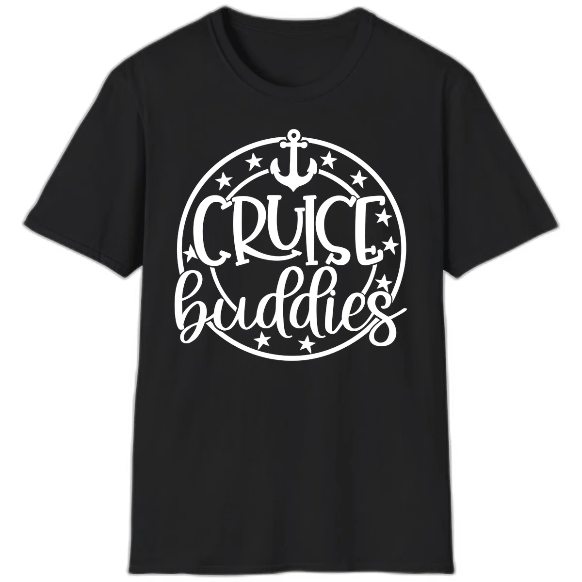 Cruise Buddies Anchor Circle T-Shirt in Black