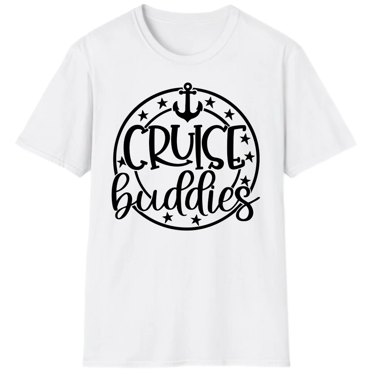 Cruise Buddies Anchor Circle T-Shirt in White