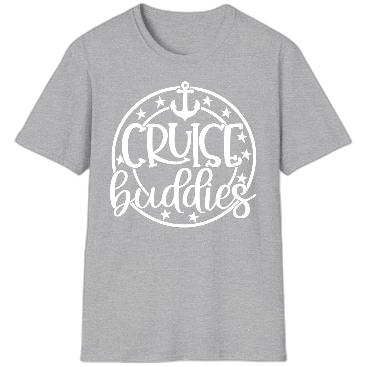 Cruise Buddies Anchor Circle T-Shirt in Sport Grey