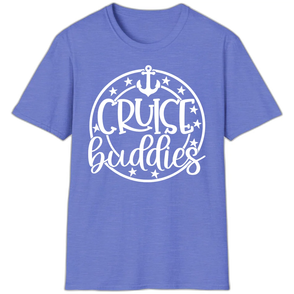 Cruise Buddies Anchor Circle T-Shirt in Heather Royal