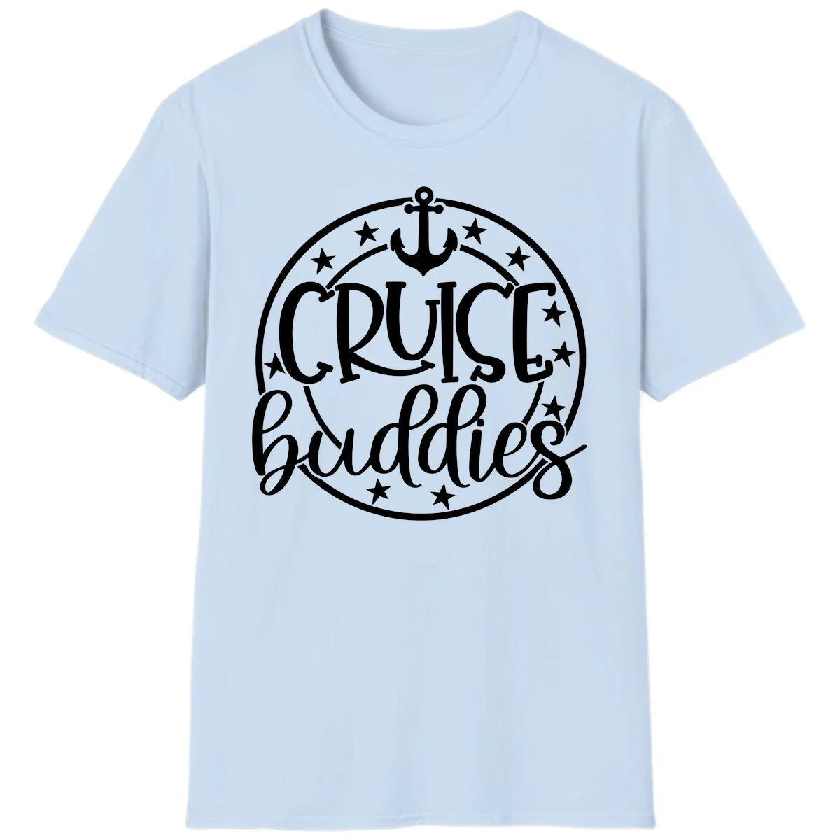 Cruise Buddies Anchor Circle T-Shirt in Light Blue