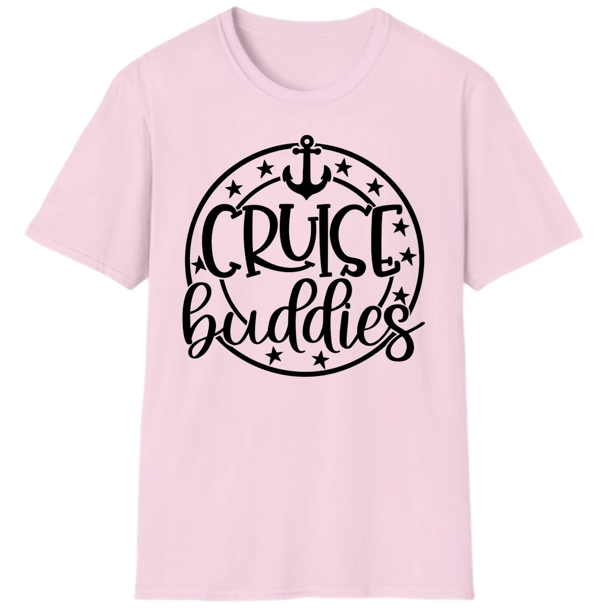 Cruise Buddies Anchor Circle T-Shirt in Light Pink