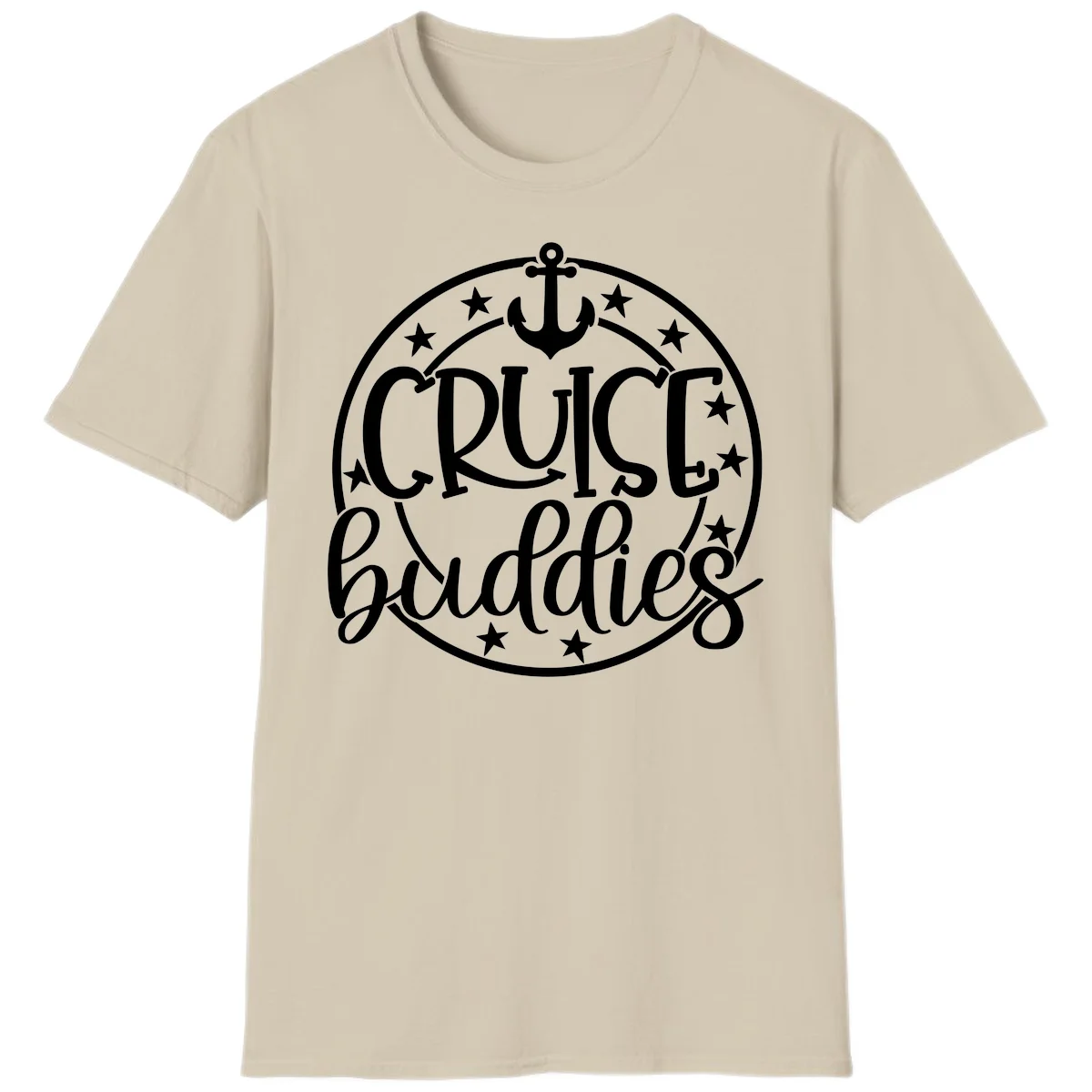Cruise Buddies Anchor Circle T-Shirt in Sand