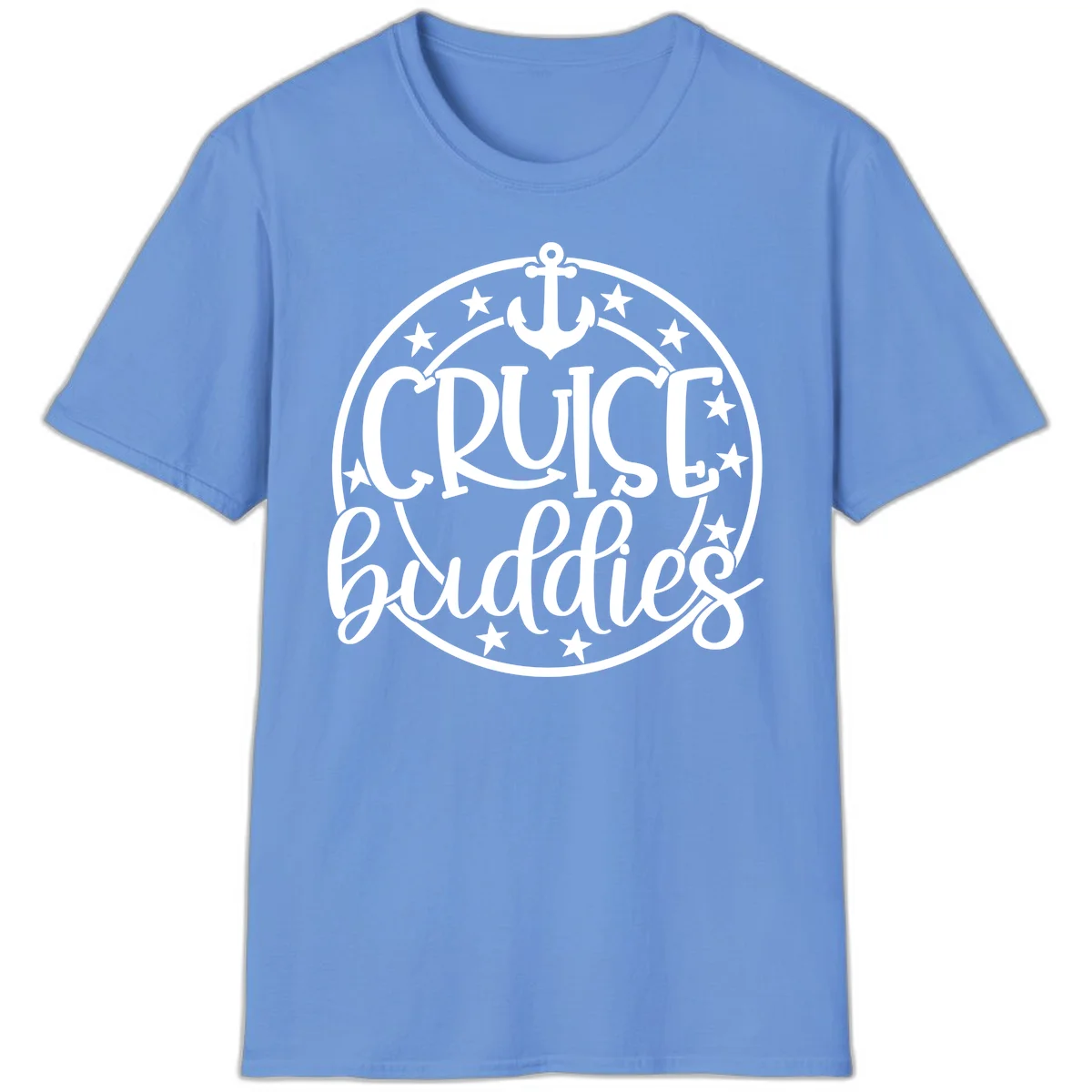 Cruise Buddies Anchor Circle T-Shirt in Carolina Blue