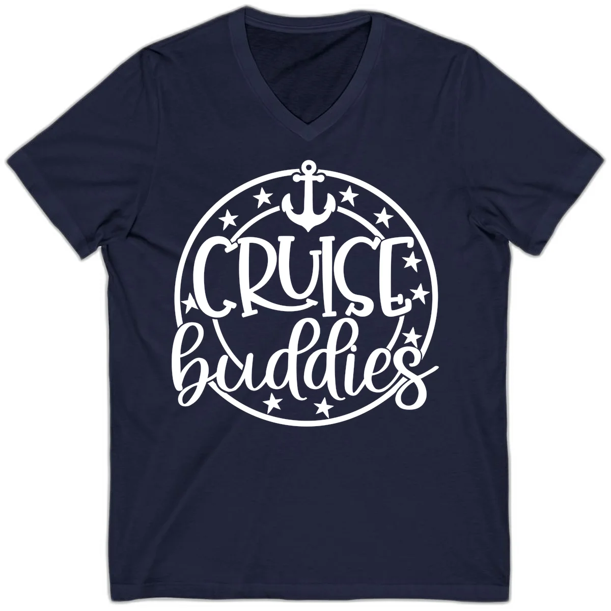 Cruise Buddies Anchor Circle V-Neck in Navy