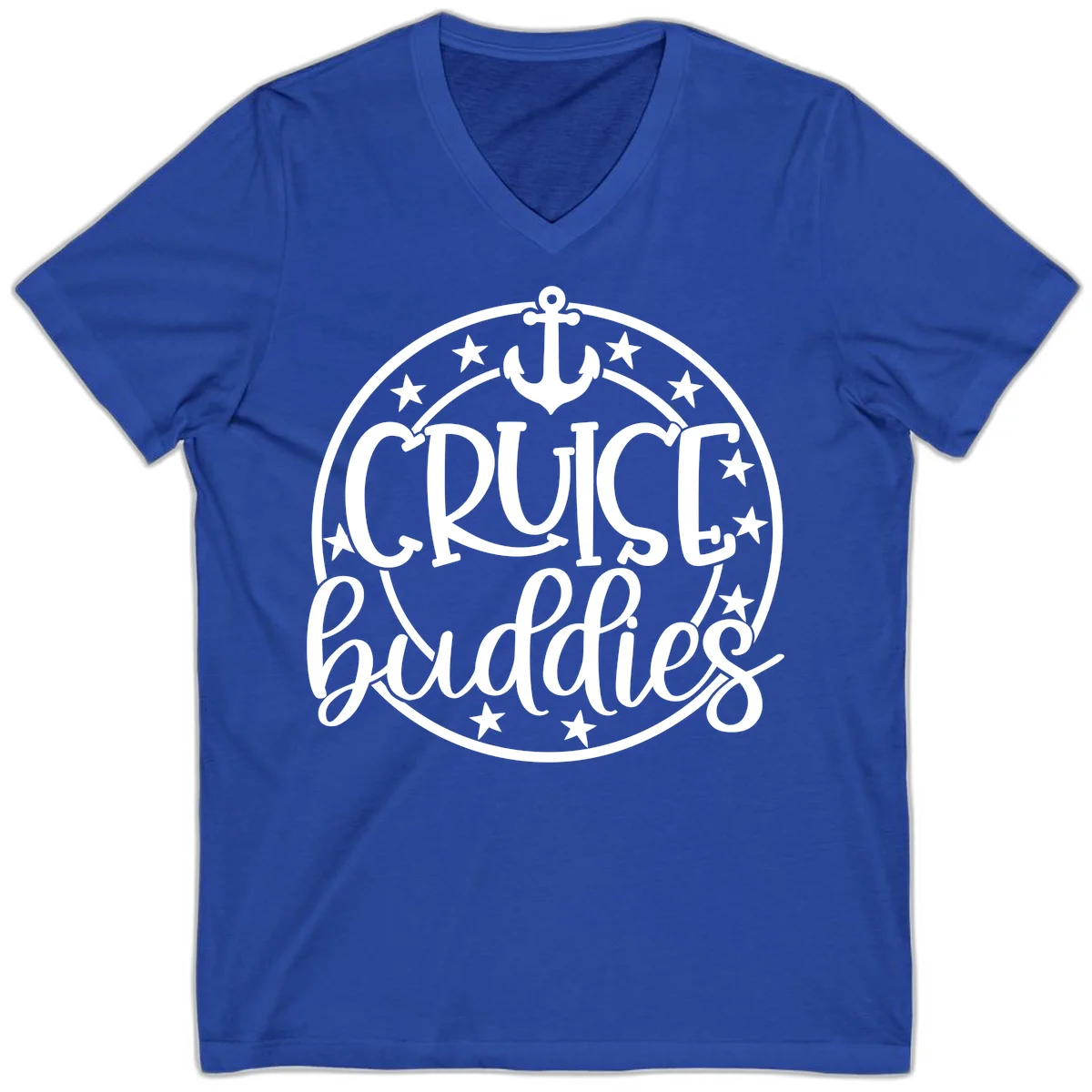 Cruise Buddies Anchor Circle V-Neck in True Royal