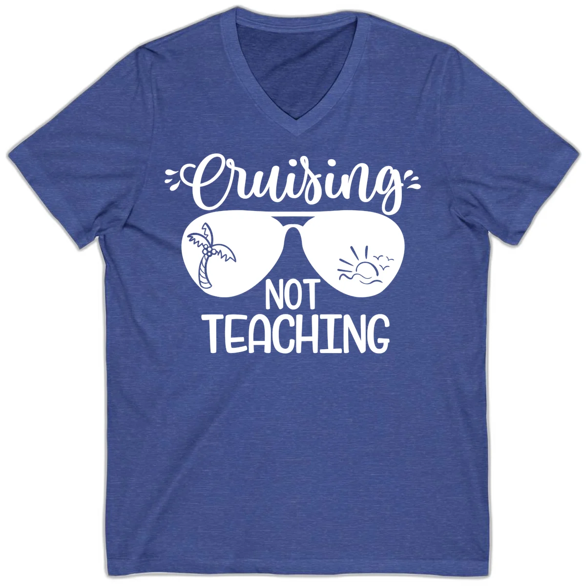 Cruising Not Teaching V-Neck in Heather True Royal