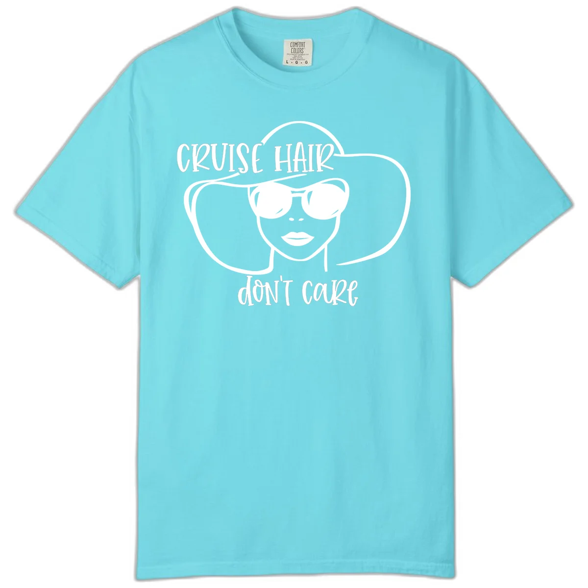 Cruise Hair Don't Care Comfort Color T-Shirt in Lagoon Blue