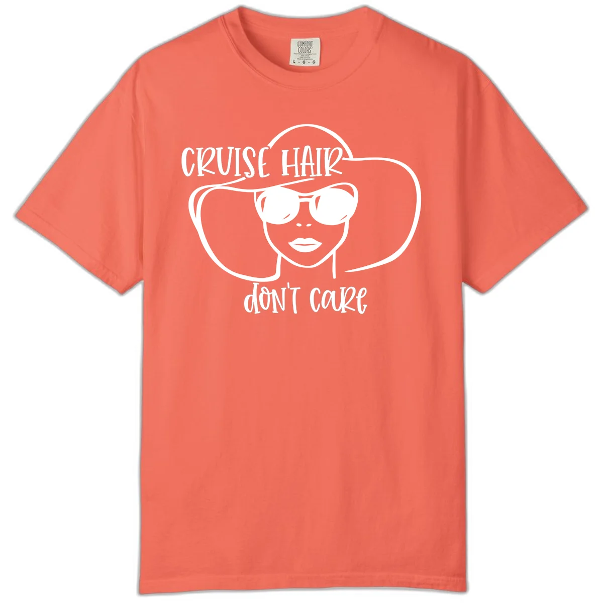 Cruise Hair Don't Care Comfort Color T-Shirt in Bright Salmon