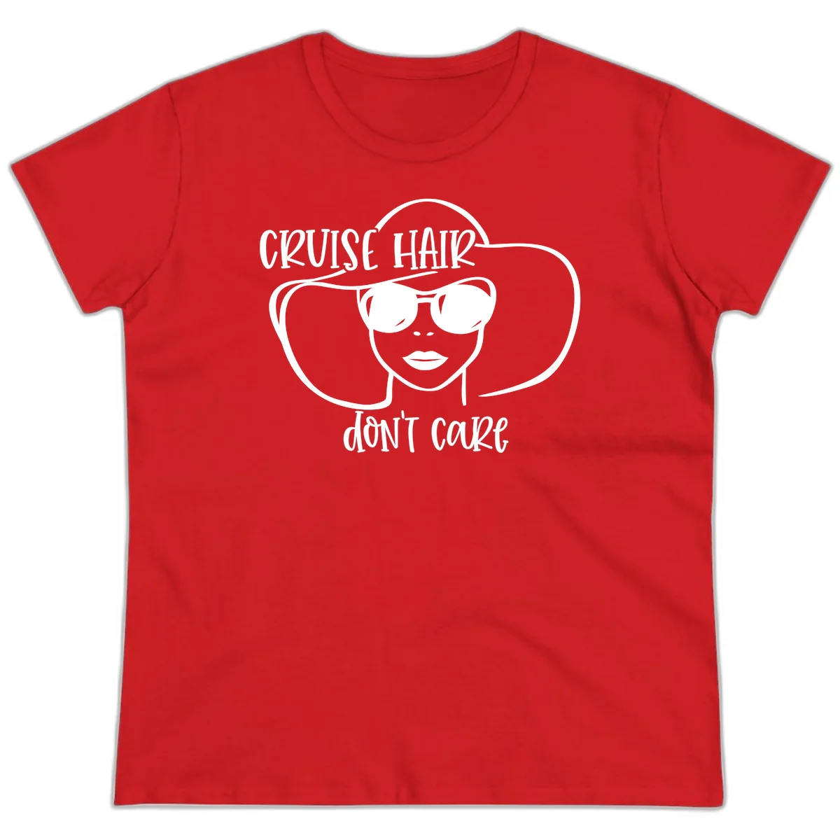 Cruise Hair Don't Care Ladies Fit Tee in Red