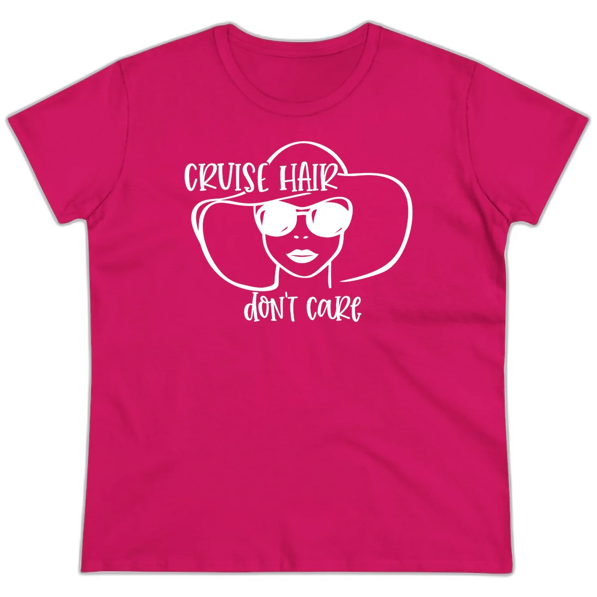 Cruise Hair Don't Care Ladies Fit Tee in Heliconia