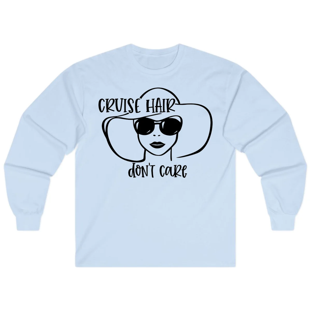Cruise Hair Don't Care Long Sleeve T-Shirt in Light Blue