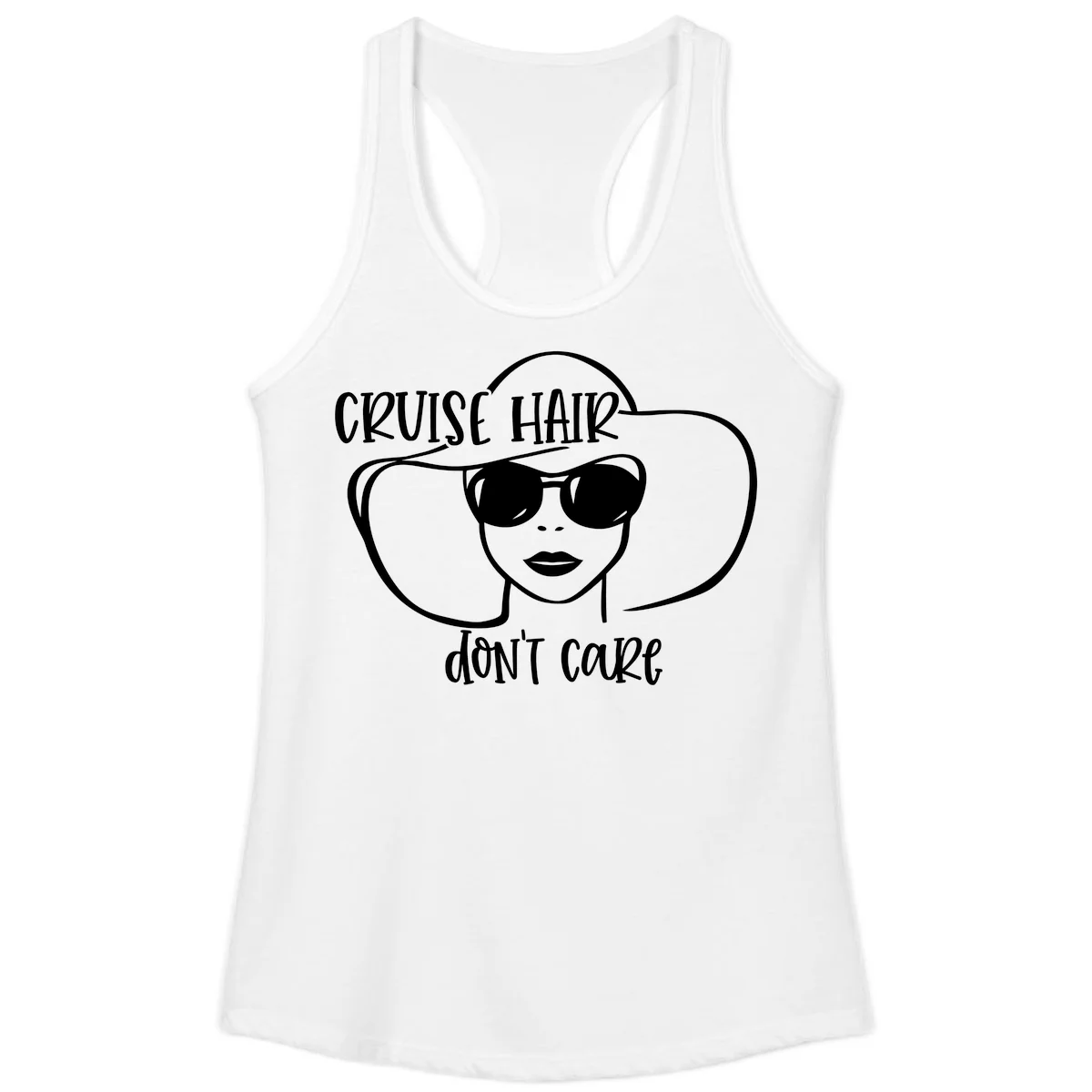 Cruise Hair Don't Care Ladies Tank Top in White