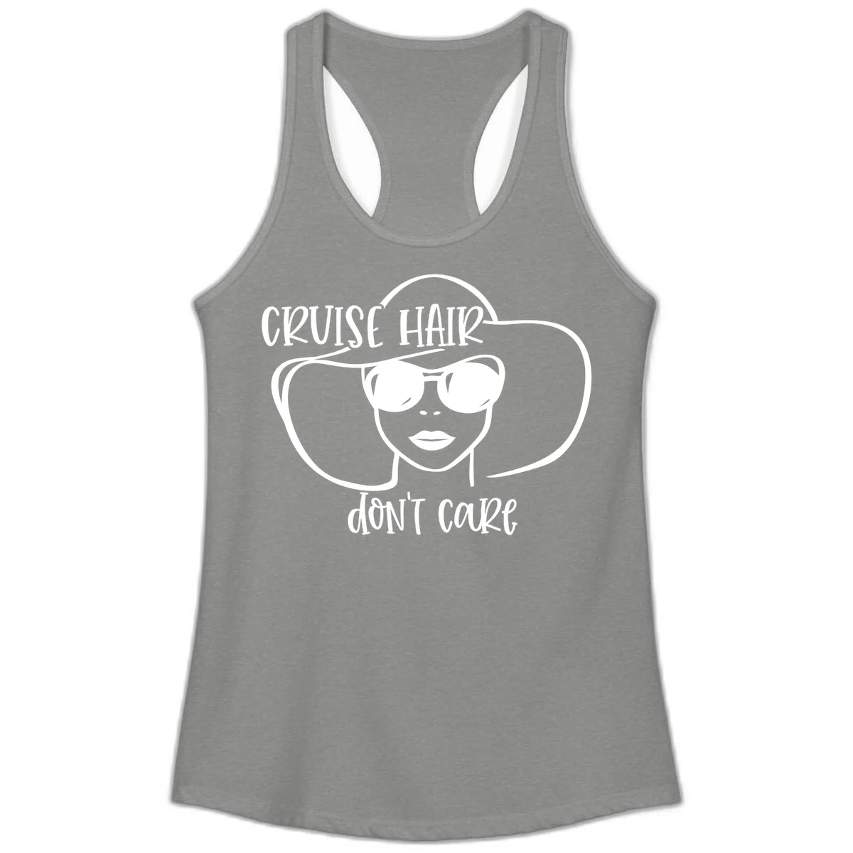 Cruise Hair Don't Care Ladies Tank Top in Heather Grey