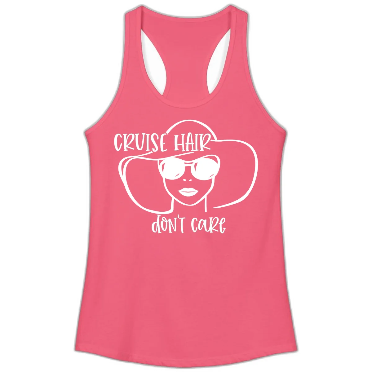 Cruise Hair Don't Care Ladies Tank Top in Hot Pink