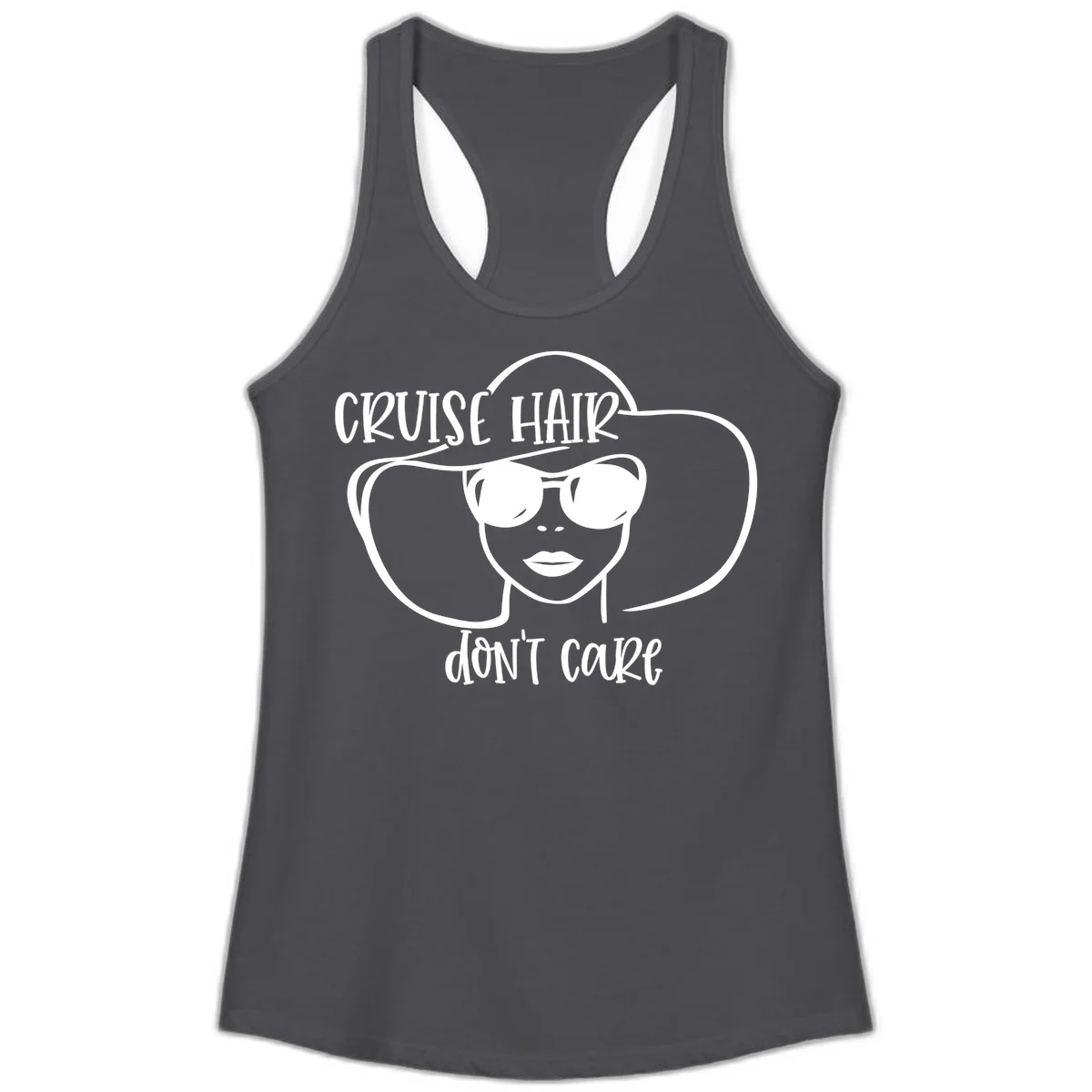 Cruise Hair Don't Care Ladies Tank Top in Solid Dark Gray