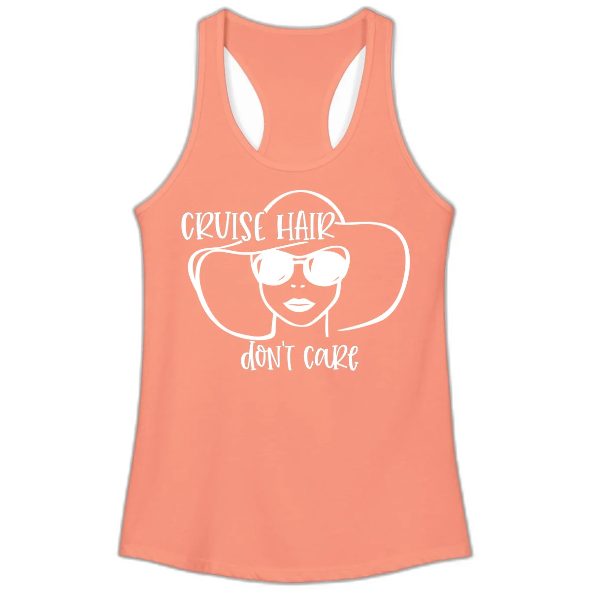 Cruise Hair Don't Care Ladies Tank Top in Solid Light Orange
