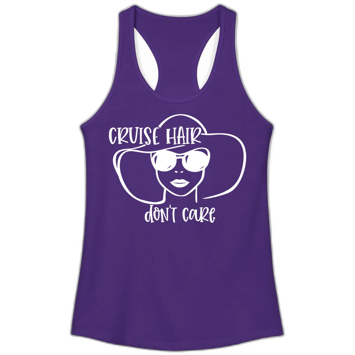 Cruise Hair Don't Care Ladies Tank Top in Solid Purple Rush