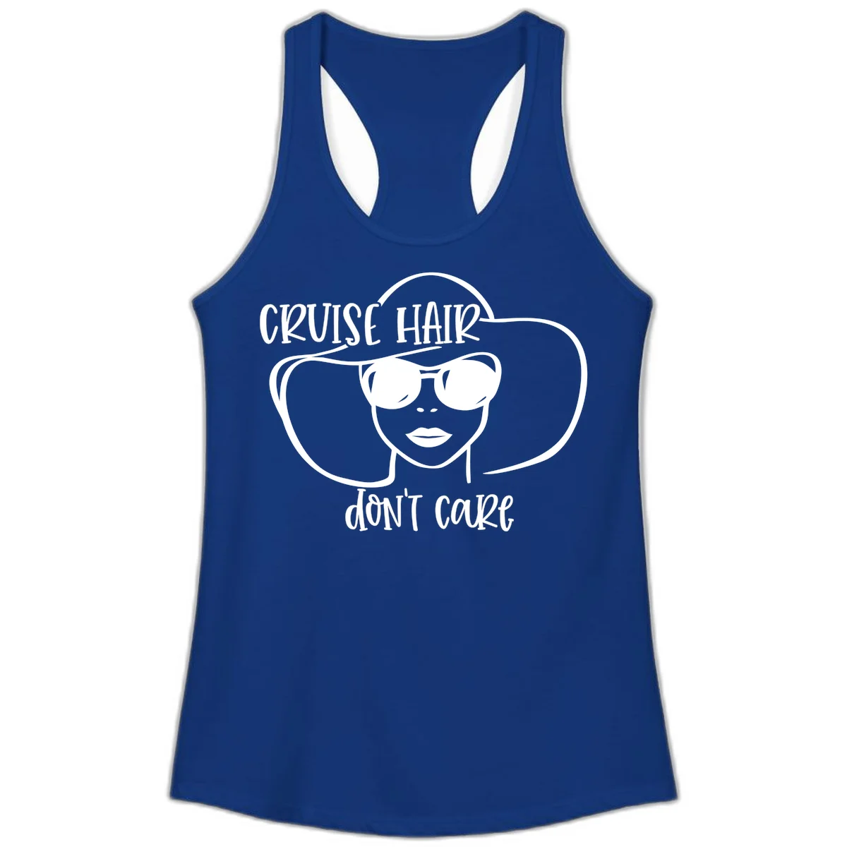 Cruise Hair Don't Care Ladies Tank Top in Solid Royal