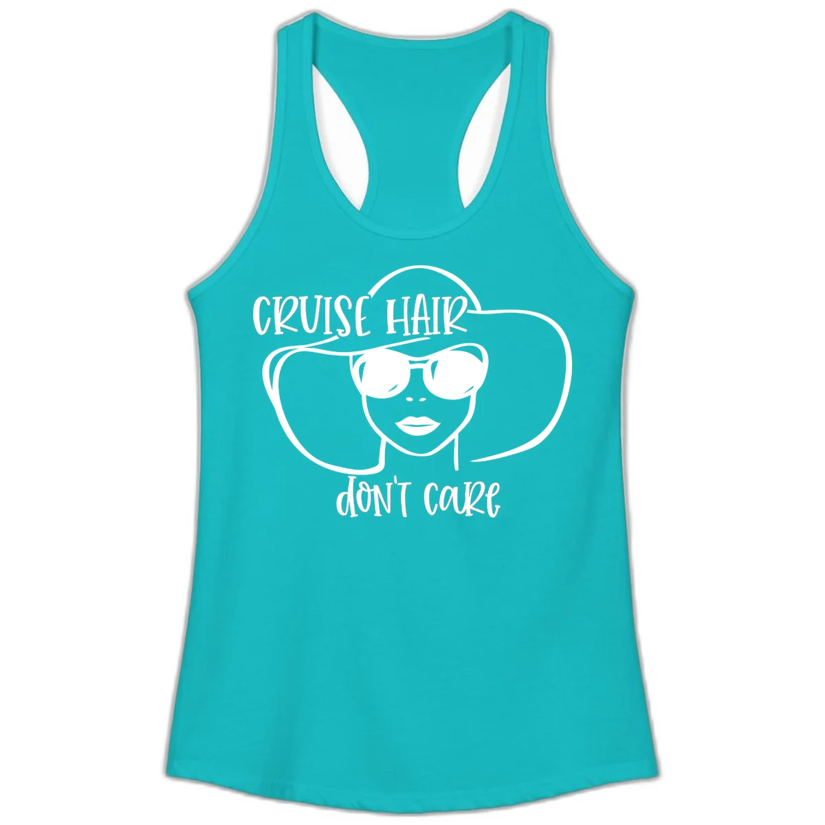 Cruise Hair Don't Care Ladies Tank Top in Tahiti Blue