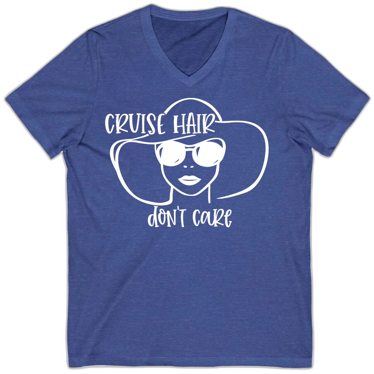 Cruise Hair Don't Care V-Neck T-Shirt in Heather True Royal
