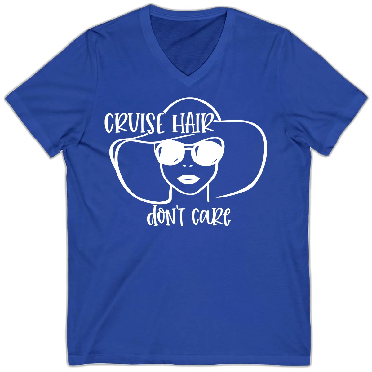 Cruise Hair Don't Care V-Neck T-Shirt in True Royal