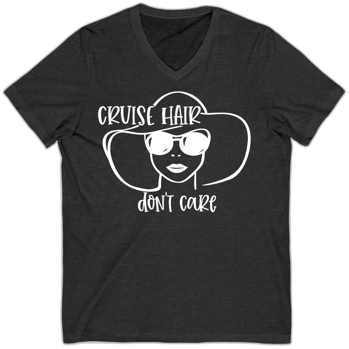 Cruise Hair Don't Care V-Neck T-Shirt in Dark Grey Heather